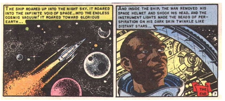 Figure 5. Final panels from “Judgment Day!” co-authored by Bill Gaines and Al Feldstein and illustrated by Joe Orlando. Weird Fantasy, issue #18, March-April 1953.