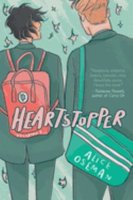Cover of Heartstopper by Alice Oseman, showing two students with backpacks walking together.